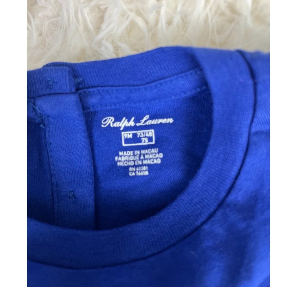 Ralph Lauren‎ Polo Bear T-Shirt Royal Blue Crew Neck Short Sleeve Top 9M New